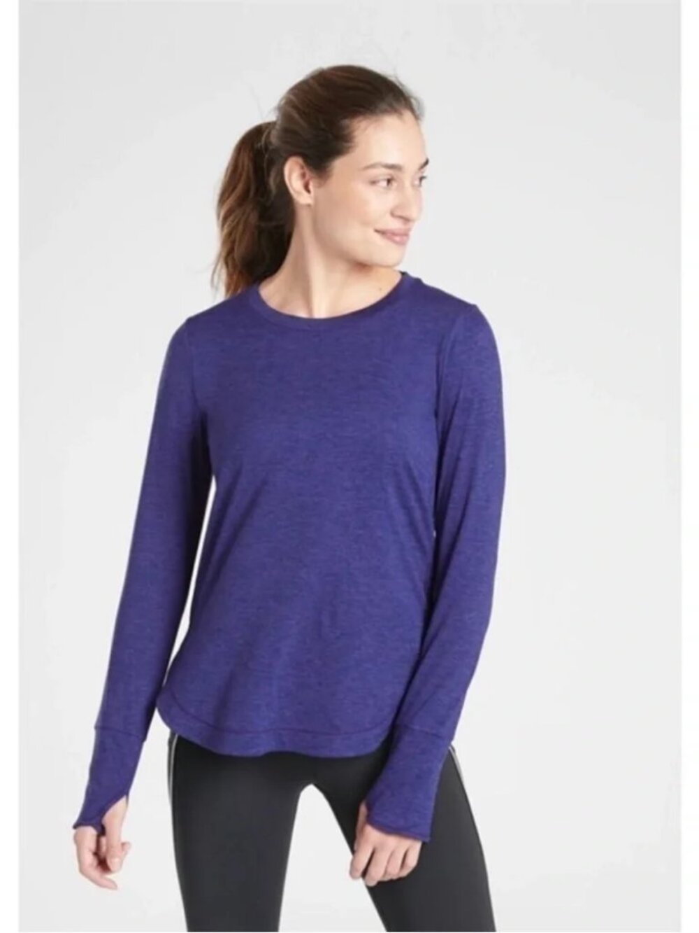 Athleta Uptempo Long Sleeve Top w/ Thumbholes Cosmic Blue Size Small